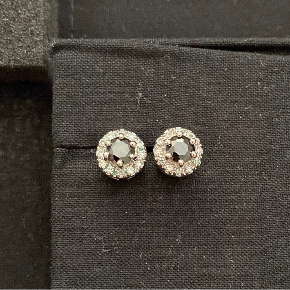 Black onyx with crystals stud earrings